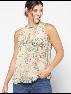 Vince Camuto Breezy Sleeveless Blouse In Ivory Sz 3X Preloved